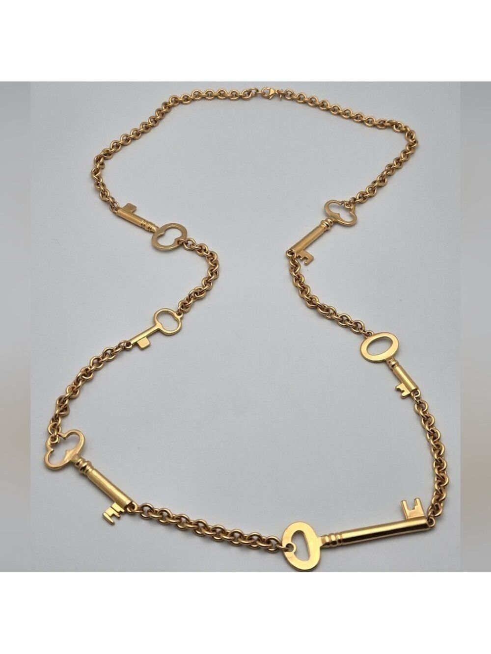 Vintage Monet Key Charm Statement Necklace Gold Plated GP